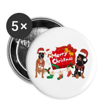 Merry Christmas Dogs - Buttons large 2.2''/56 mm (5-pack) - white - Front