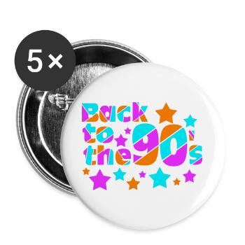 90s Party , Theme Party , 90s back to (25) - Buttons large 2.2''/56 mm (5-pack) - white - Front