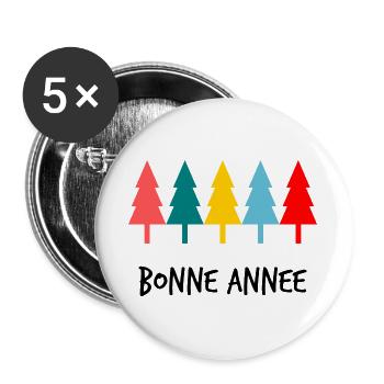 HAPPY NEW YEAR. NEW YEAR'S EVE. BEST WISHES - Buttons large 2.2''/56 mm (5-pack) - white - Front