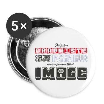 Graphiste Quotes - Lot de 5 grands badges (56 mm) - blanc - Devant