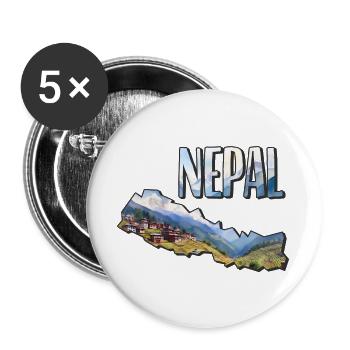 Aquarell Landkarte Nepal - Buttons groß 56 mm (5er Pack) - Weiß - Vorne