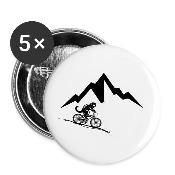 Katze fährt Fahrrad - Buttons groß 56 mm (5er Pack) - Weiß - Vorne