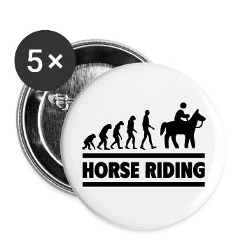 Evolution des Reitersports vom Mensch zum Reiter - Buttons groß 56 mm (5er Pack) - Weiß - Vorne