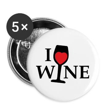 Ich liebe Wein, ich liebe Wein mit einem roten Herzen - Buttons groß 56 mm (5er Pack) - Weiß - Vorne