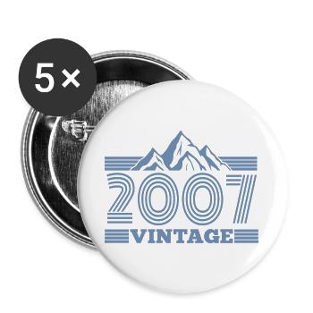 Geburtstag Jahrgang 2007 Retro Natur Berge - Buttons groß 56 mm (5er Pack) - Weiß - Vorne