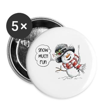 Drôle de bonhomme de neige disant I Noël d’hiver - Lot de 5 grands badges (56 mm) - blanc - Devant