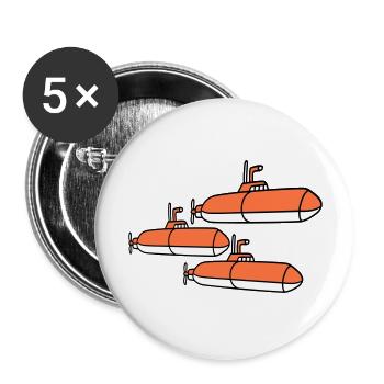 3 U-Boote Flotte Drei Geschwader Gruppe Team Crew - Buttons groß 56 mm (5er Pack) - Weiß - Vorne