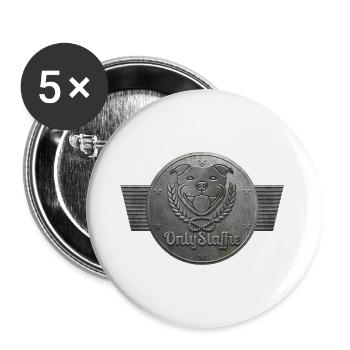 Tête Only Staffie en médaille métallique - 100 - Lot de 5 grands badges (56 mm) - blanc - Devant