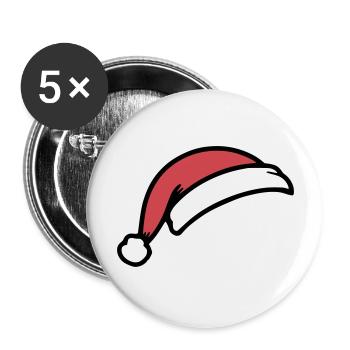 Chapeau de Père Noël - Lot de 5 grands badges (56 mm) - blanc - Devant