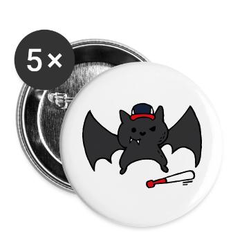 Funny & Cute Baseball Bat / Bat - Buttons large 2.2''/56 mm (5-pack) - white - Front