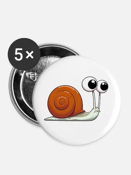 Schnecke - Buttons groß 56 mm (5er Pack) - Weiß