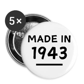 Fabriqué en 1943 - Année de naissance / Anniversaire - Lot de 5 grands badges (56 mm) - blanc - Devant