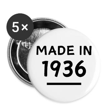 Fabriqué en 1936 - Année de naissance / Anniversaire - Lot de 5 grands badges (56 mm) - blanc - Devant