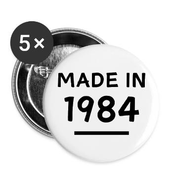 Fabriqué en 1984 - Année de naissance / Anniversaire - Lot de 5 grands badges (56 mm) - blanc - Devant