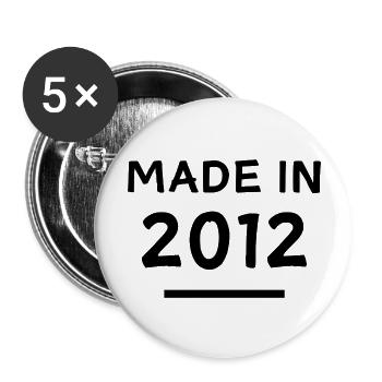 Made in 2012 - Geburtsjahr / Geburtstag - Buttons groß 56 mm (5er Pack) - Weiß - Vorne