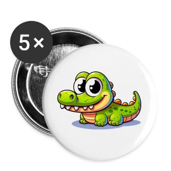 Alligator Crocodile - Buttons large 2.2''/56 mm (5-pack) - white - Front