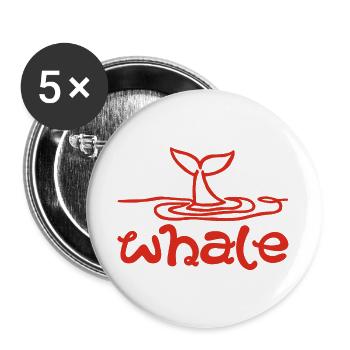 Le signe de la baleine (rouge) - Lot de 5 grands badges (56 mm) - blanc - Devant
