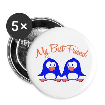 Mon meilleur ami pingouin texte couple deux amis équipe - Lot de 5 grands badges (56 mm) - blanc - Devant