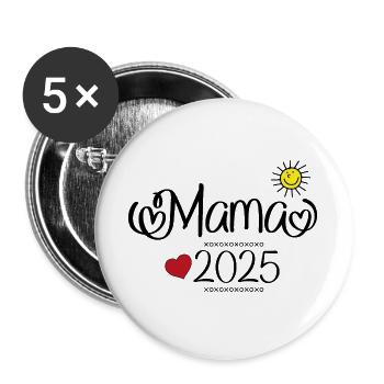 Maman 2025 - Lot de 5 grands badges (56 mm) - blanc - Devant