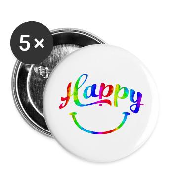 glückliche Zitate positives Zitat niedliche Liebe Positivität - Buttons groß 56 mm (5er Pack) - Weiß - Vorne