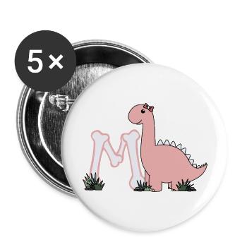 Buchstabe M - Buttons groß 56 mm (5er Pack) - Weiß - Vorne