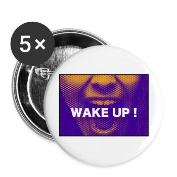 Nachricht - Aufwachen - Buttons groß 56 mm (5er Pack) - Weiß - Vorne
