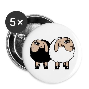 2 Sheep Look Skeptical Offended Friends Team - Buttons large 2.2''/56 mm (5-pack) - white - Front