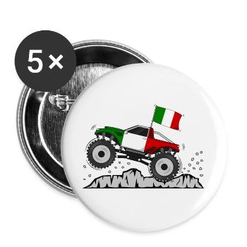 Italy Flag Monster Truck - Buttons large 2.2''/56 mm (5-pack) - white - Front