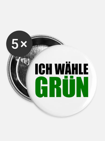 ich wähle grün - Buttons groß 56 mm (5er Pack) - Weiß
