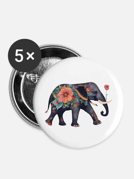 Elephant - Buttons groß 56 mm (5er Pack) - Weiß
