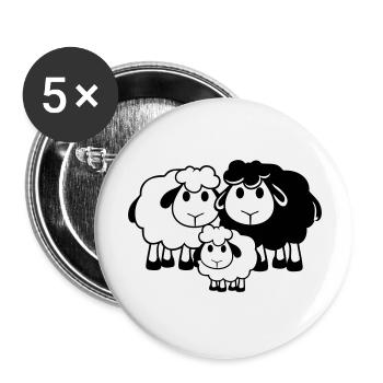 Family Sheep 3 Daddy Mom Parents Child Love Baby - Buttons large 2.2''/56 mm (5-pack) - white - Front