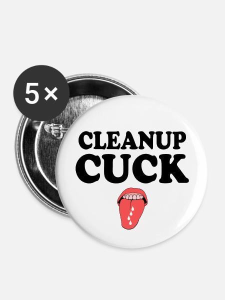 Cuckold clean up - Buttons groß 56 mm (5er Pack) - Weiß