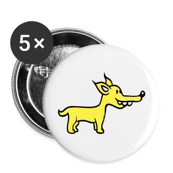 chien se tient mignon petit chiot heureux animal de compagnie - Lot de 5 grands badges (56 mm) - blanc - Devant