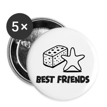 Sponge and Starfish - Best Friends Design - Buttons large 2.2''/56 mm (5-pack) - white - Front