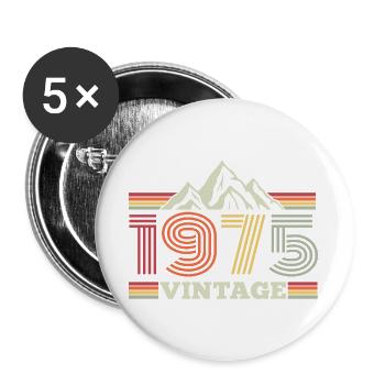 Geburtstag 1975 Retro Natur Wandern Berge - Buttons groß 56 mm (5er Pack) - Weiß - Vorne
