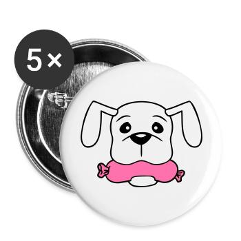 Chien Saucisse Bouche Faim Nourriture Mange Saucisses Sucré - Lot de 5 grands badges (56 mm) - blanc - Devant