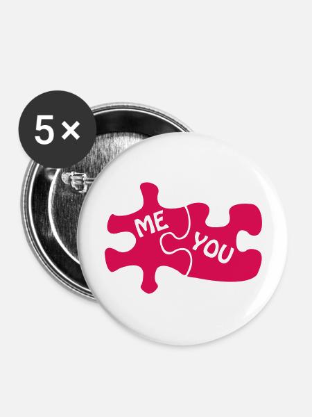 puzzle love - Buttons groß 56 mm (5er Pack) - Weiß