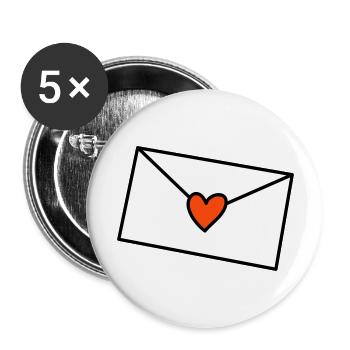 Brief Herz dreifarbig - Buttons groß 56 mm (5er Pack) - Weiß - Vorne