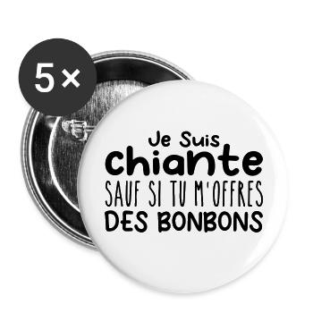 Woman who adores: Candy. Funny Design Humor - Buttons large 2.2''/56 mm (5-pack) - white - Front