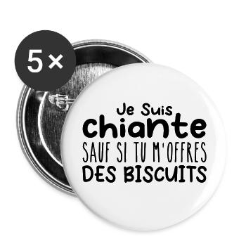 Frau, die anbetet: Cookies. Lustiger Design-Humor - Buttons groß 56 mm (5er Pack) - Weiß - Vorne
