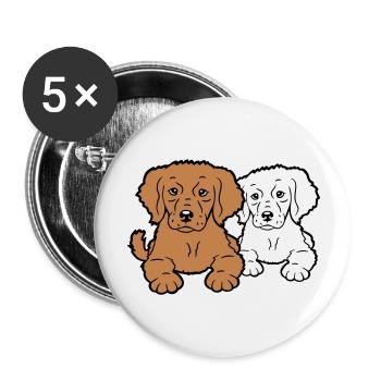 2 dogs team two friends crew happy brothers - Buttons large 2.2''/56 mm (5-pack) - white - Front