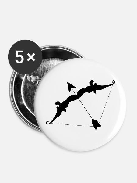 Amor-Bogen - Buttons groß 56 mm (5er Pack) - Weiß