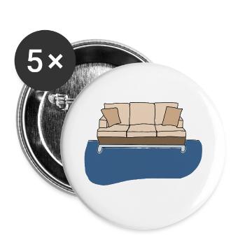 Sofa, bunte Grafik - Buttons groß 56 mm (5er Pack) - Weiß - Vorne