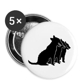 3 Hunde sitzen Team Crew Drei Freunde Silhouette - Buttons groß 56 mm (5er Pack) - Weiß - Vorne