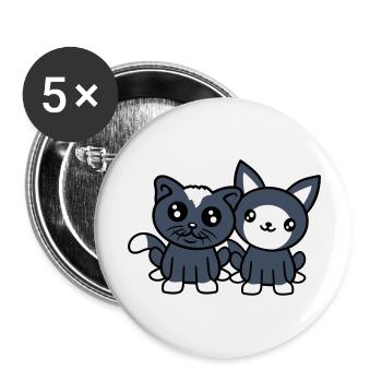 2 chats amis équipe équipage deux chatons de compagnie - Lot de 5 grands badges (56 mm) - blanc - Devant