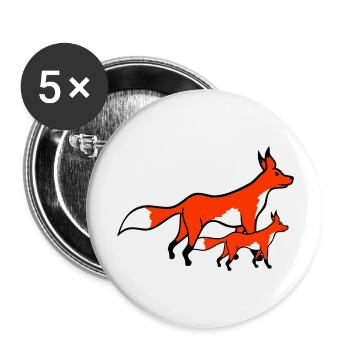 2 Foxes Mother Red Fox Little Child Father Mom - Buttons large 2.2''/56 mm (5-pack) - white - Front