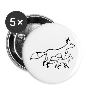 2 Foxes Mother Red Fox Little Child Father Mom - Buttons large 2.2''/56 mm (5-pack) - white - Front