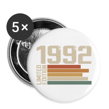 1992 Vintage - Retro 1992 Birthday Gift 1992 - Buttons large 2.2''/56 mm (5-pack) - white - Front