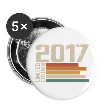2017 Jahrgang - Retro 2017 Geburtstagsgeschenk 2017 - Buttons groß 56 mm (5er Pack) - Weiß - Vorne