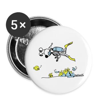 Matrechi loves diving - Buttons large 2.2''/56 mm (5-pack) - white - Front